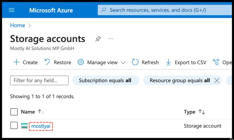 Azure Storage account - copy storage account name